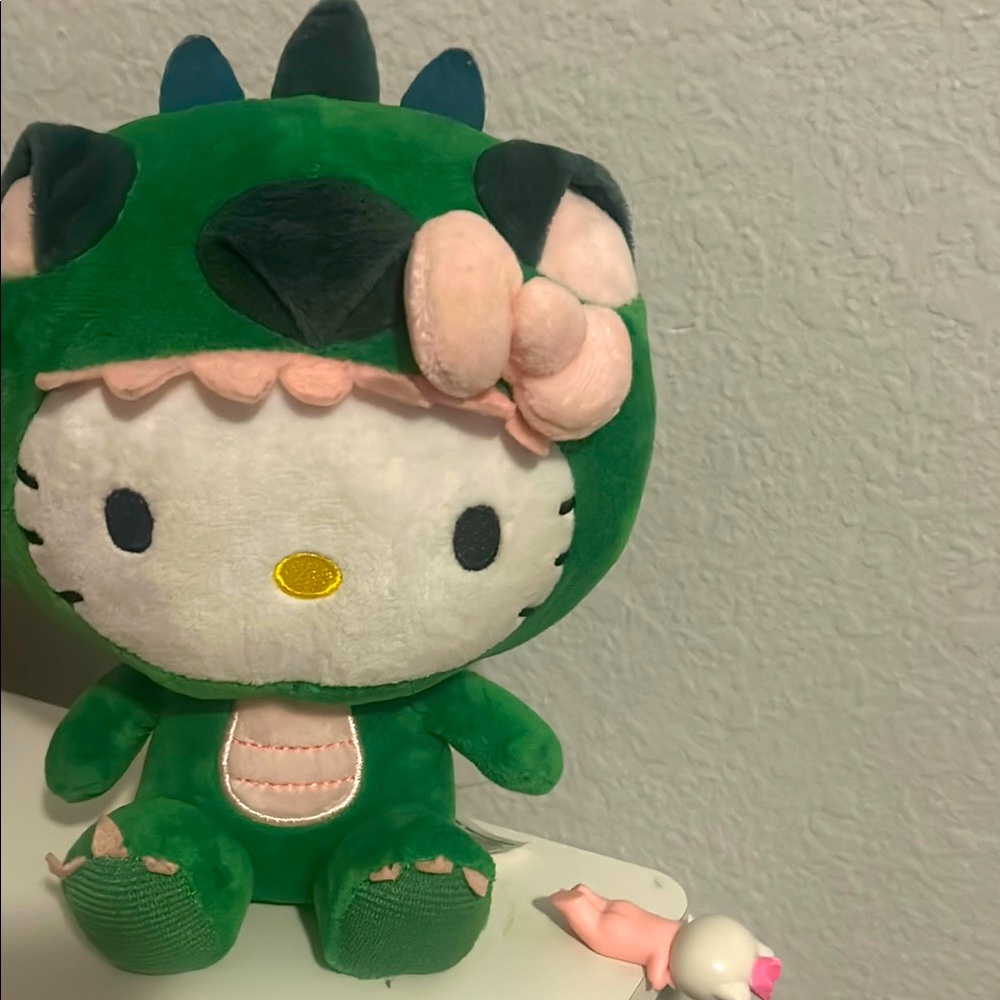 Green Dinosaur Hello Kitty Plush